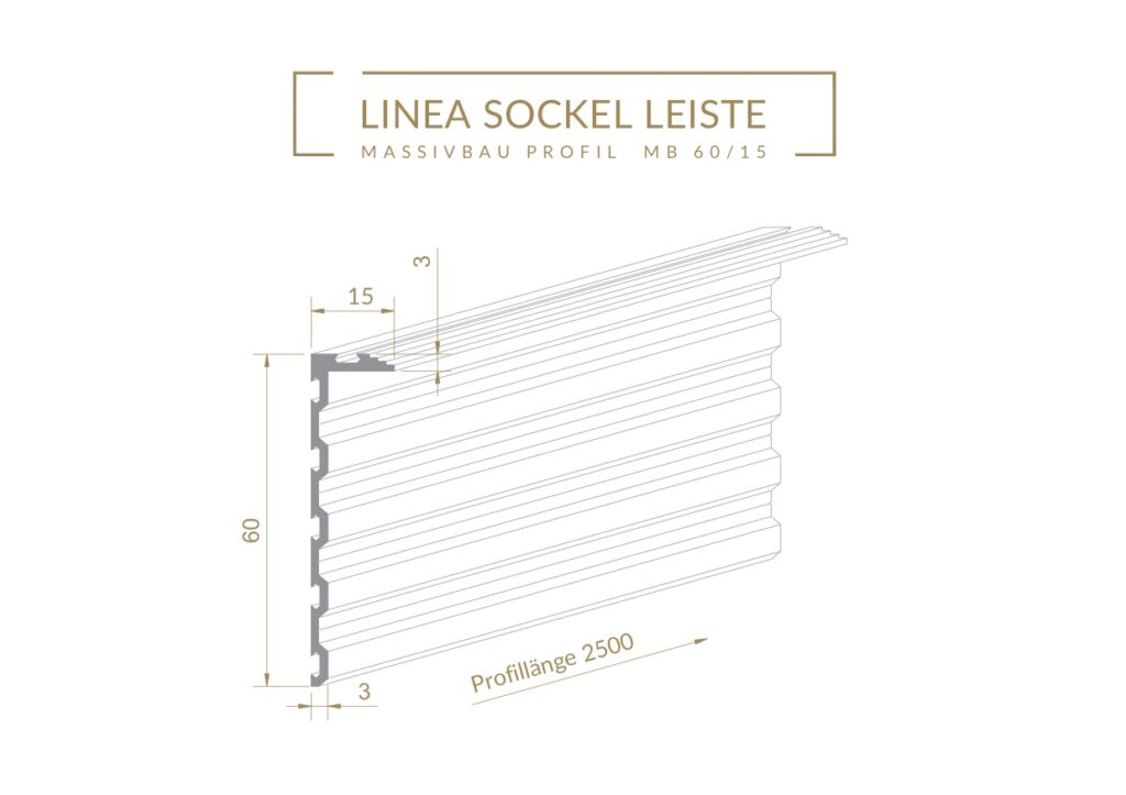 Linea Profil 60/15 für flächenbündige Sockelleisten bei Parkett