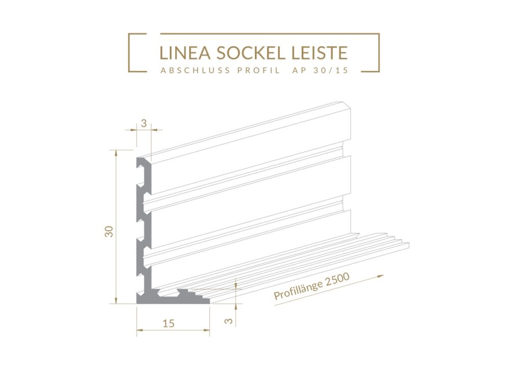 Linea Profil AP 30/15 für flächenbündige Sockelleisten bei Fliesen